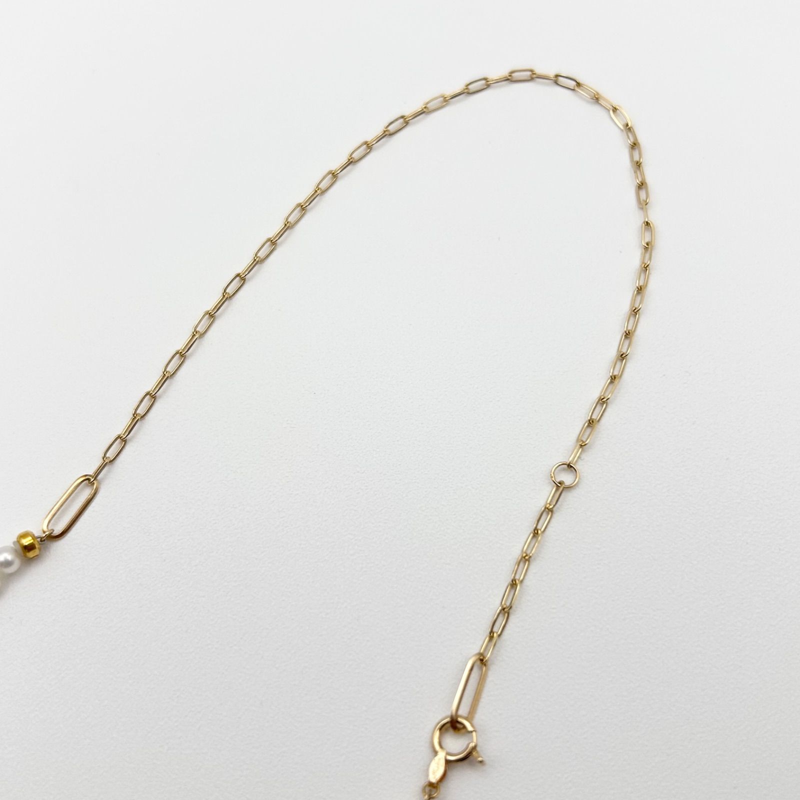 STAR JEWELRY スタージュエリー K10刻印 パール&チェイン ネックレス 