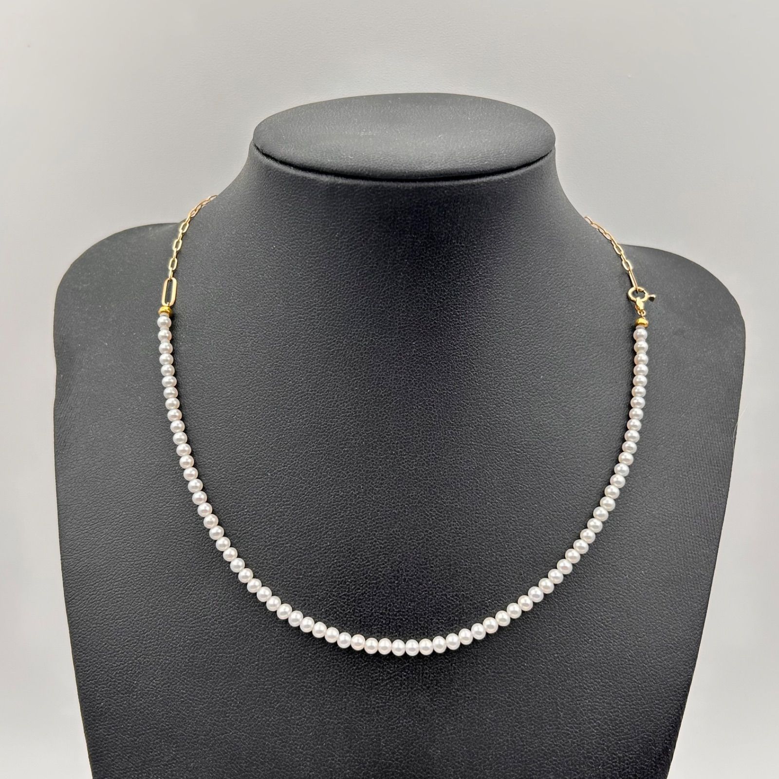 STAR JEWELRY スタージュエリー K10刻印 パール&チェイン ネックレス 