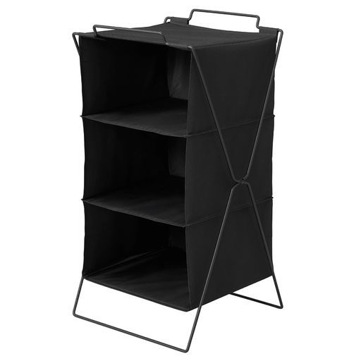 キングジムファブリックシェルフ3段工具不要スチールフレーム折りたたみ耐荷重計6kg衣服収納黒KSP004-BK
