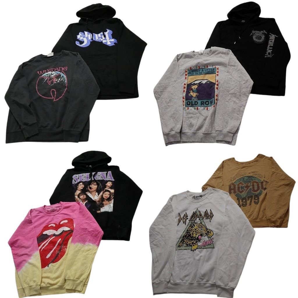古着卸 まとめ売り 音楽・バンド スウェット 8枚セット (メンズ M /L ) AC/DC デフレパード ローリングストーンズ 人物 中古 古着 NC4487