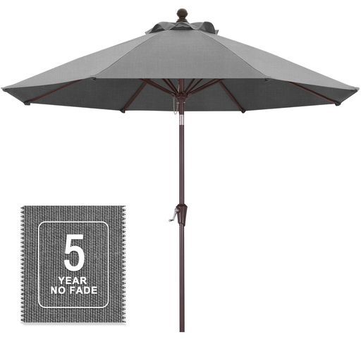 マスターキャノピー MASTERCANOPY オレフィン製5年褪色保証付きガーデンパラソルプレミアム270cm8本傘骨超耐久日除け角度調節 ハンドル回転式庭テラスアウトドア 270cmミディアムグレー