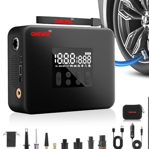2in1電動空気入れ-ブロア 空気入れ電動自転車携帯車バイクボール電動くうき入れプールエアーポンプ充電式160PSI高圧7800mAh自動停止浮き輪対応4モードLCD表示16点ノズル付属USB-C充電式