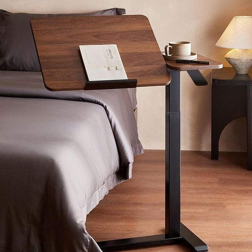 LBFXQ昇降式サイドテーブルガス圧昇降幅70x奥行40cm天板無段階角度調整ベッドテーブル介護ベッドテーブル高さ65-103cm4cmの隙間に適応 キャスター付き360°回転テレワーク|在宅勤務