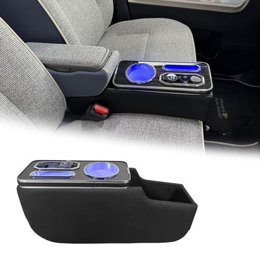 コンソールボックスムーヴキャンバスLEDアームレスト付きLA850S LA860S 7色LEDイルミネーション大容量車内収納ボックスドリンクホルダースマホ収納夜間ドライブ演出簡単取付