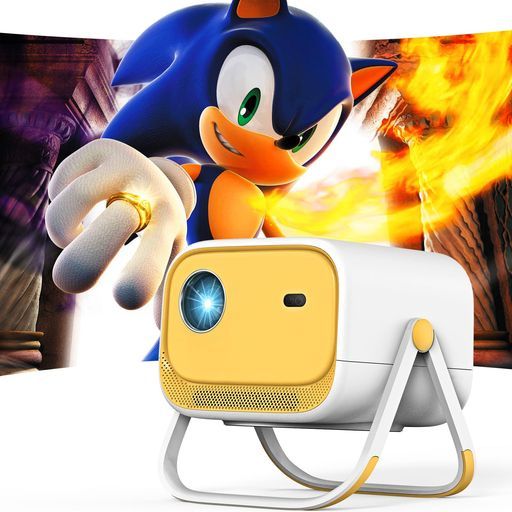 プロジェクター家庭用 360°回転 26000LM1080PFOZULANYモバイルプロジェクター電動フォーカス自動台形補正短距離投影ホームプロジェクターHiFiスピーカー内蔵ノートパソコン DVD Android iOS PS4