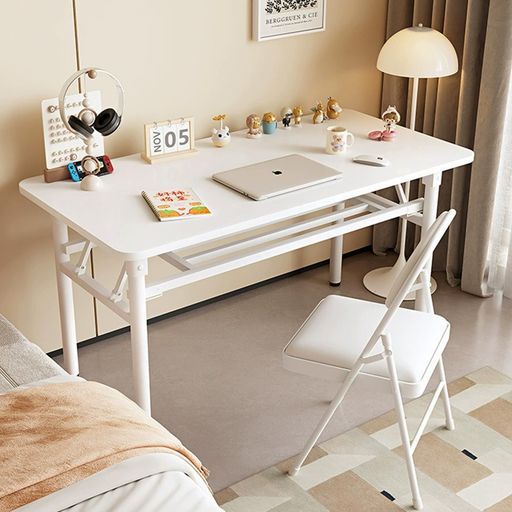 パソコンデスク折りたたみ勉強机机白デスク木製100cm作業台ホームデスク組み立て不要折りたたんで開く高耐荷重頑丈安定化粧台折りたたみ収納 米白L 100*50*74CM