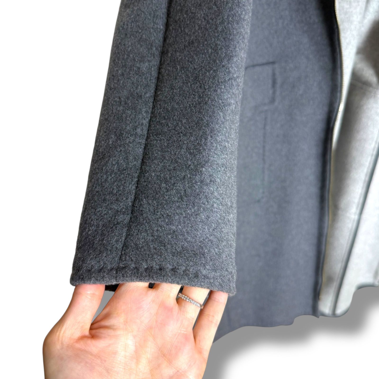 ダブルフェイス生地フーデットコート iblues