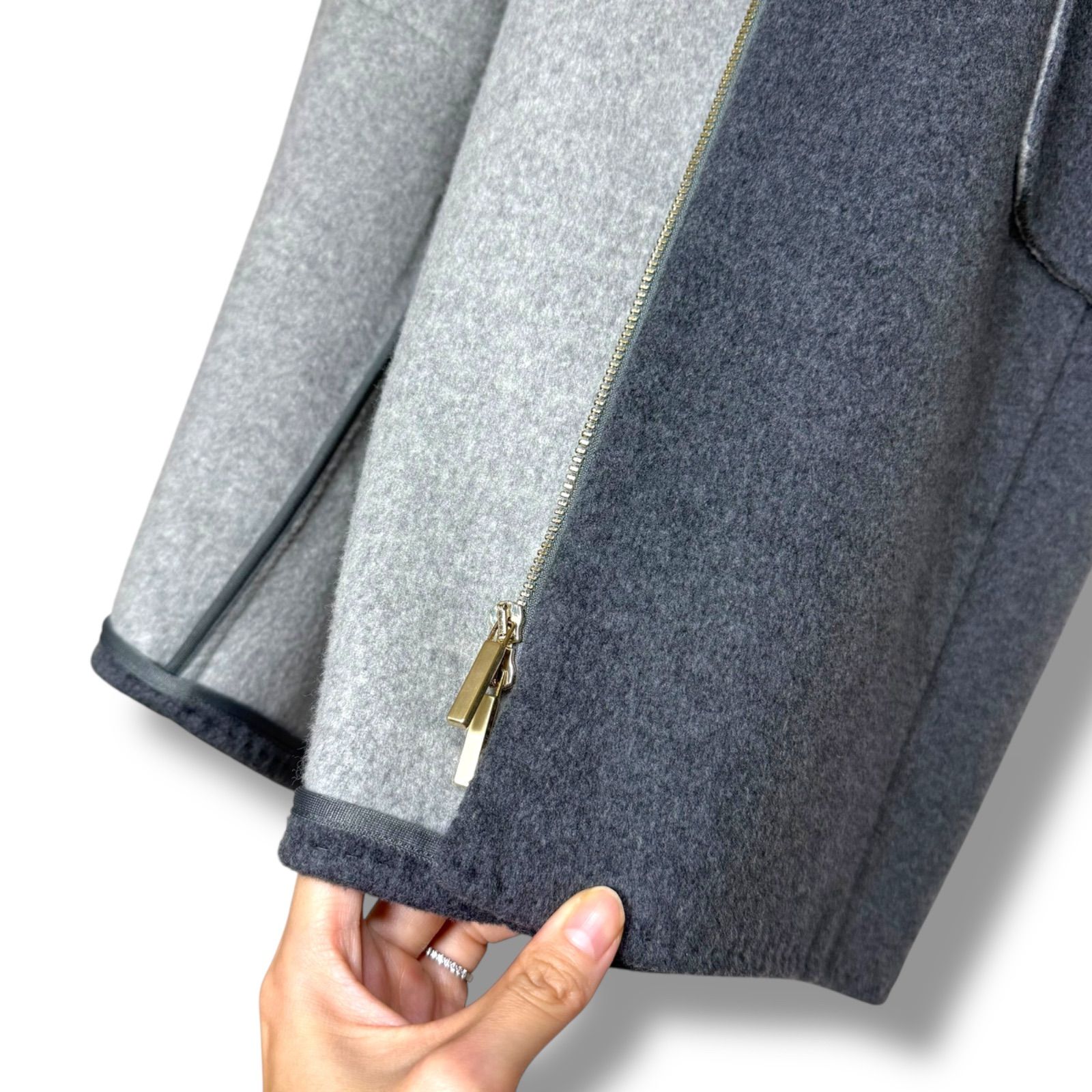 ダブルフェイス生地フーデットコート iblues