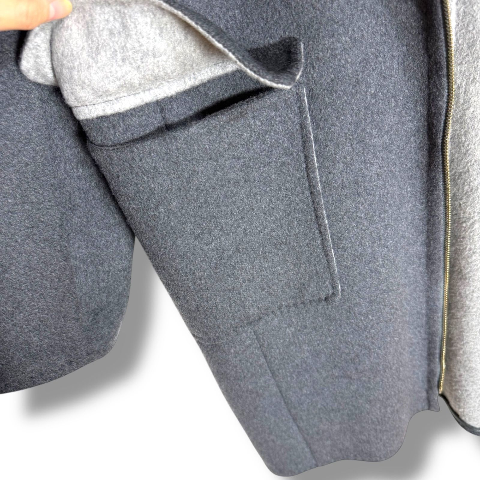 ダブルフェイス生地フーデットコート iblues