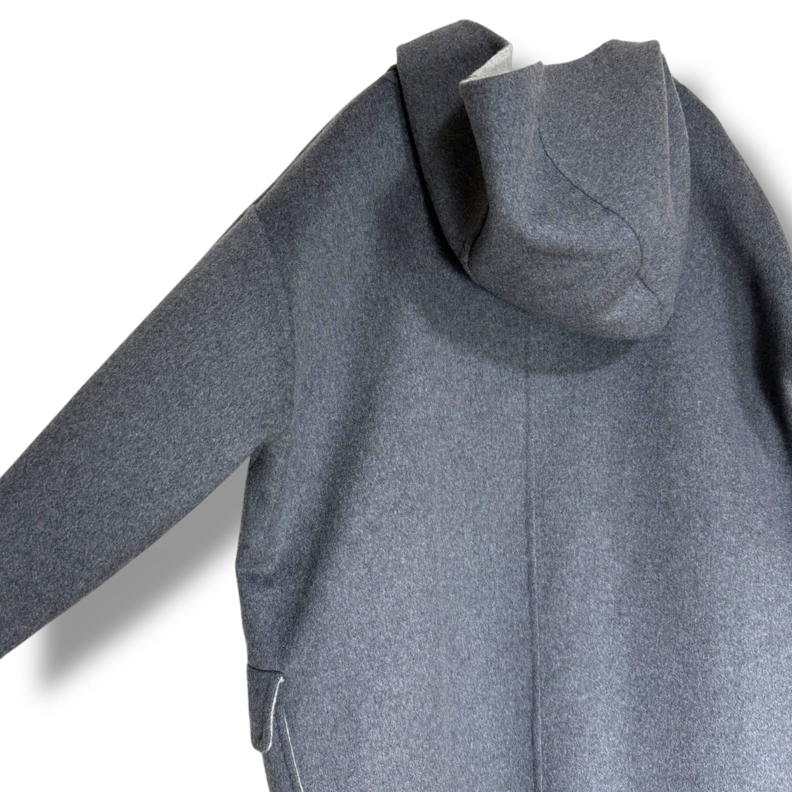 MaxMara 上質バージンウール カシミヤ ダブルフェイス生地フーデットコート iblues グレー系 GULLKHAN_COM