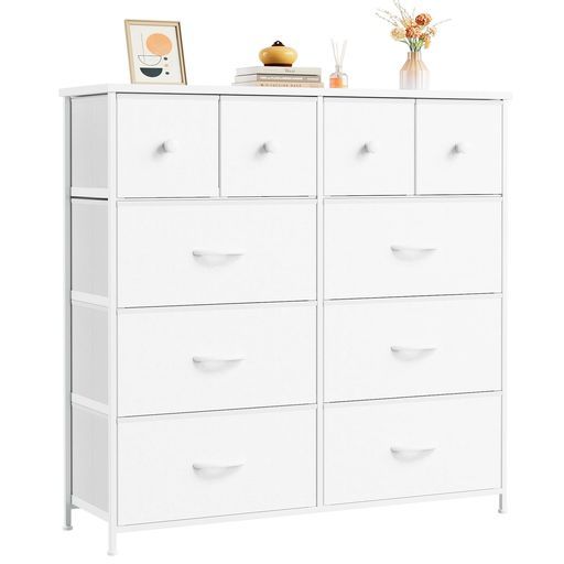 Nicehillタンス収納チェストリビング収納衣類収納大容量4段10杯洋服タンス転倒防止安定感布製引き出したんす100*29.8*98cm ホワイト