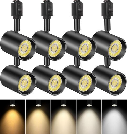 TuyuBEE5色調節ダクトレール用スポットライトLED一体型照明10W 85W形相当 明るいレールライト高演色CRI90 2700K-6000K800lmキッチン ショップ用シーリングスポットライトブラック8個セット