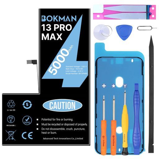 セール，人気セール BokmaniPhone13ProMaxバッテリー大容量5000mAh0サイクルバッテリー交?修理キット付属PSE認証専門標準工具セットパーツブラック その他