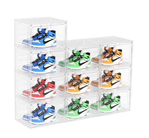 何でも揃う。 Findbetterシューズボックス10個大容量収納展示ボックス透明磁石開閉扉スニーカーボックスフィギュア収納ケース靴ケース收纳靴箱男女兼用シューズケース玄関靴棚組立て式透明扉付き10個…