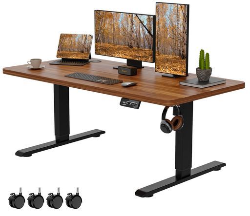 Anovara昇降デスク電動昇降式デスク高さ48-72cm幅120cm奥行60cmローデスク昇降式テーブルキャスター付きローテーブル高さメモリー機能障害検知静音 ウォールナット色120cm