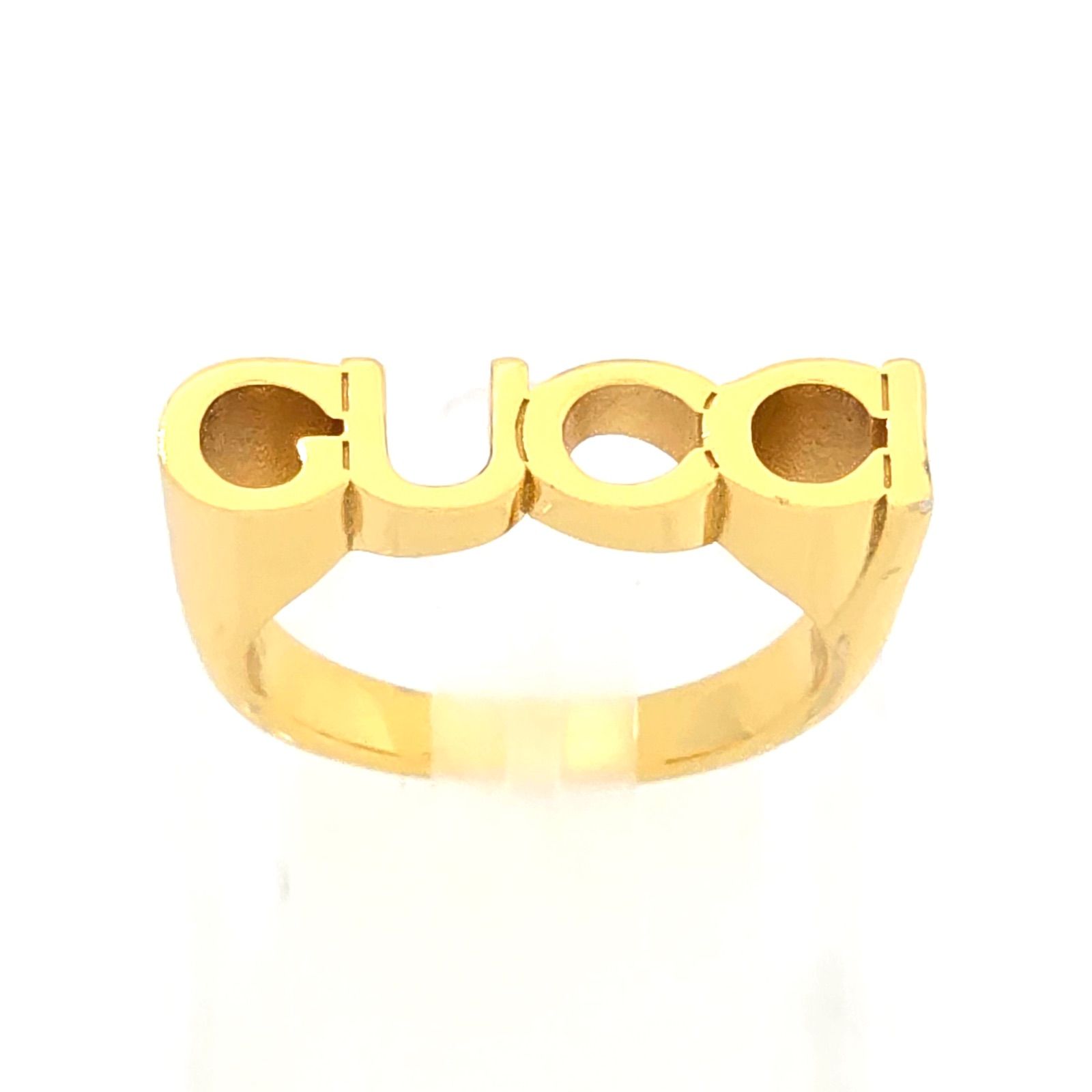 GUCCI グッチ 773855 ロゴ リング M 約16.5号 アンティークゴールド 