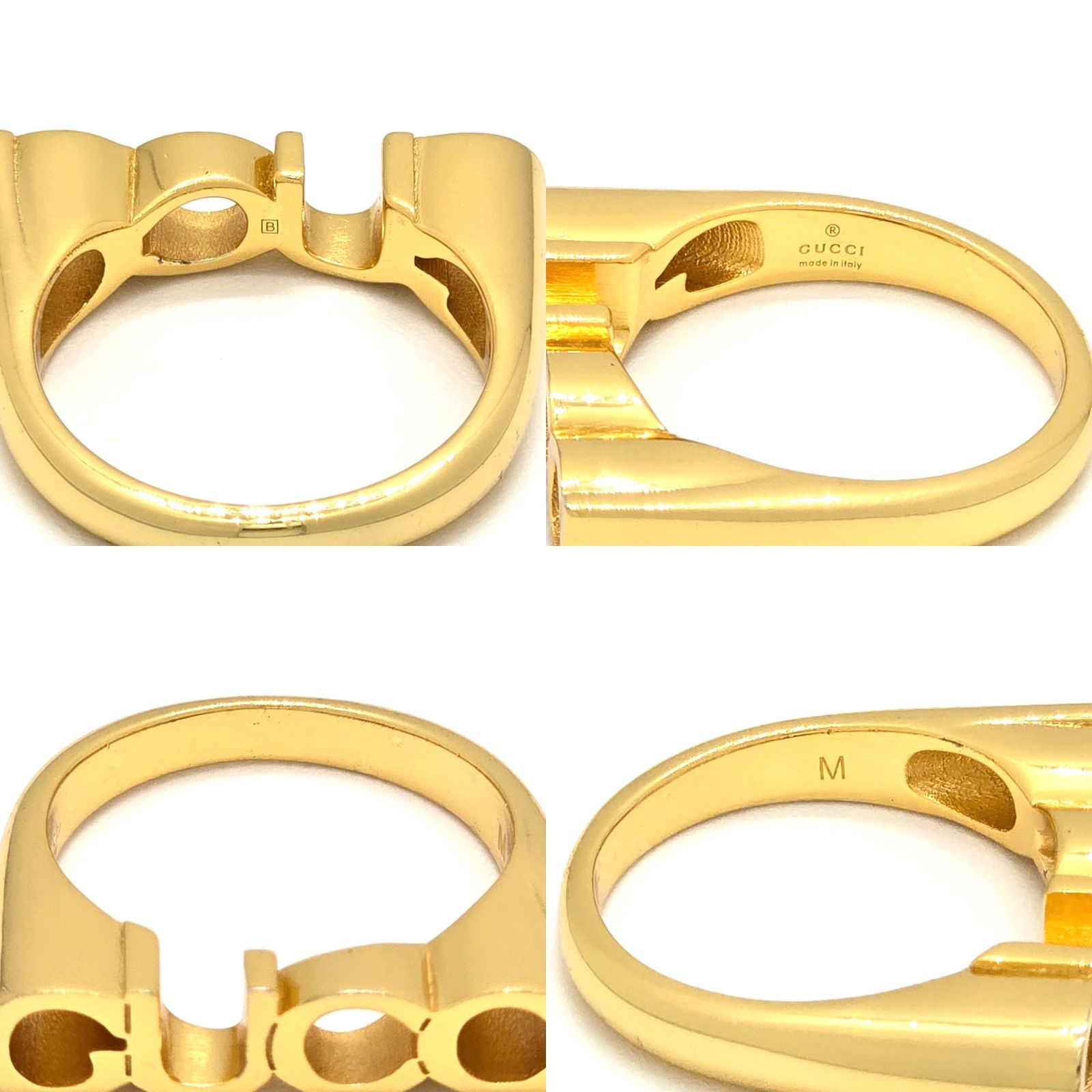 GUCCI グッチ 773855 ロゴ リング M 約16.5号 アンティークゴールド 