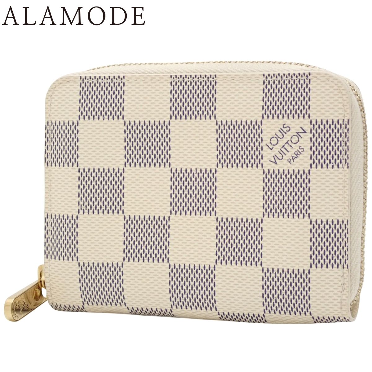 LOUIS VUITTON ルイ ヴィトン ダミエ アズール ジッピー コインパース コインケース ラウンドファスナー ジップアラウンド ミニ財布 カードケース アイボリー ゴールド金具 N63069 レディース 40802158448 アラモード
