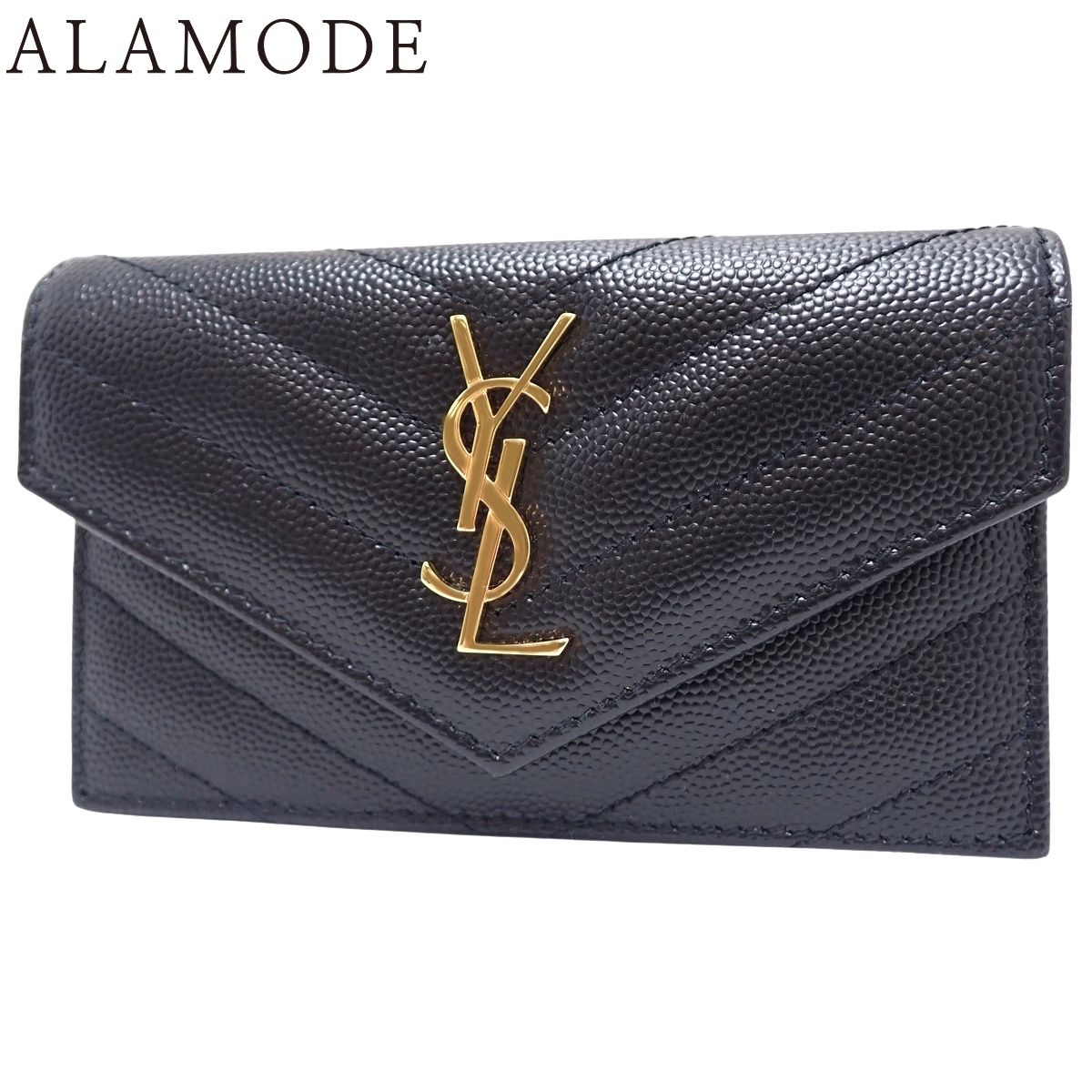 SAINT LAURENT PARIS サンローランパリ フラップカードケース モノグラム フラグメント フラグメントケース グレイン ド プードル エンボスレザー ブラック黒 612808BOW011000 40802163080 アラモード