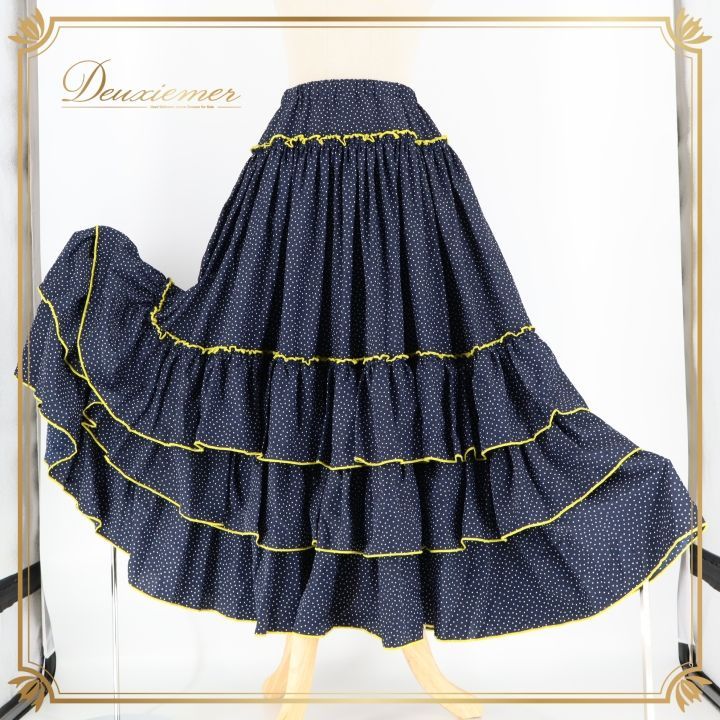 美品 フラメンコ衣装】パープル ファルダ ボランテ スカート フリル