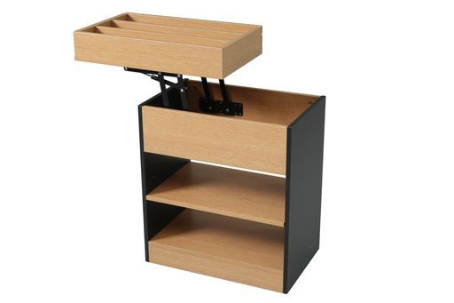 オーエスジェイ OSJ 昇降式収納テーブルサイド収納木目調デザイン耐荷重40kgリビング ベッドサイド対応ナチュラルおしゃれ家具コンパクト収納 天板昇降13cm 分類仕切り対応