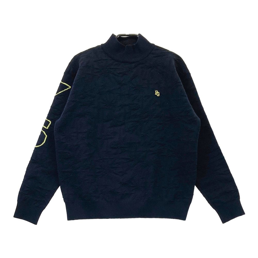 サイズ 0 PEARLY GATES パーリーゲイツ 2025年モデル モックネック 長袖 ニットセーター 総柄 ネイビー系 240101554435 ゴルフウェア レディース ストスト