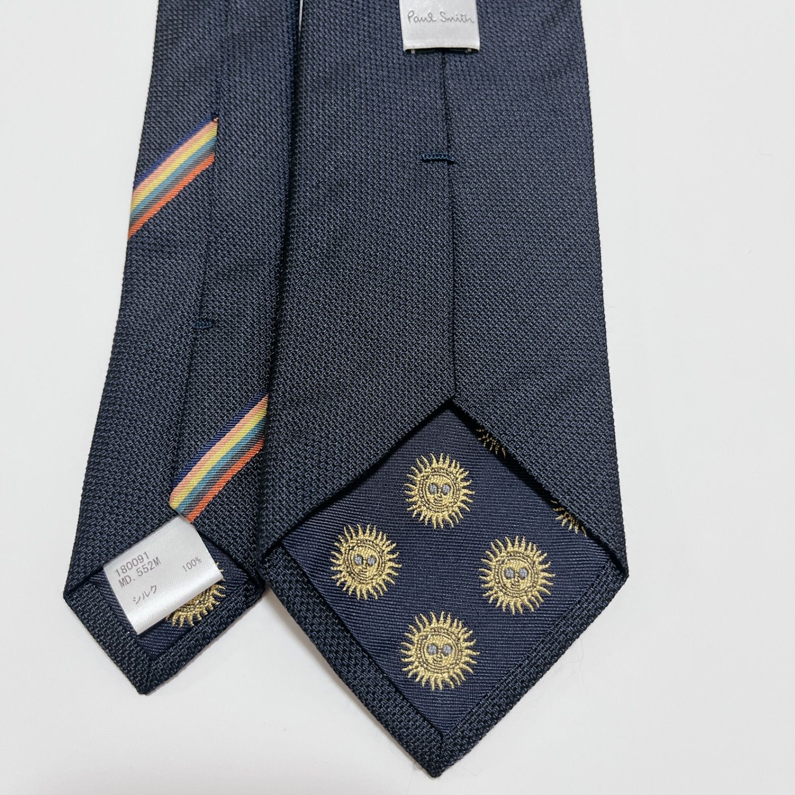 美品 ポールスミス ネクタイ ハイブランド ソリッドタイ 無地 光沢 希少 濃紺 美品 ポールスミス ネクタイ ハイブランド ソリッドタイ 無地