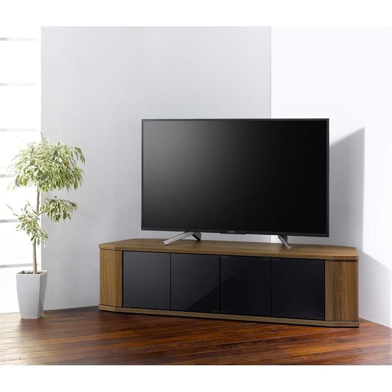 朝日木材加工 テレビ台 RACINE 65型 幅150cm ブラウン コーナー対応 キャスター付き RCA-1500AV-CR 1