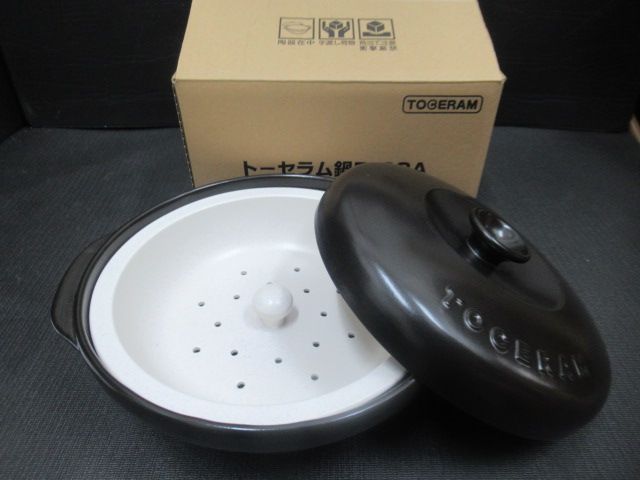 ♥品 東彼セラミックス TOCERAM トーセラム鍋 29cm R-90 IH-A セラミック製蒸し板付き 鍋調理器具