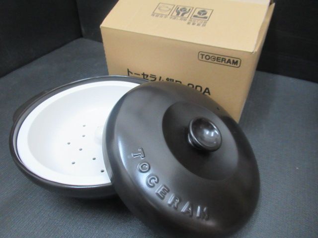 ♥品 東彼セラミックス TOCERAM トーセラム鍋 29cm R-90 IH-A セラミック製蒸し板付き 鍋調理器具