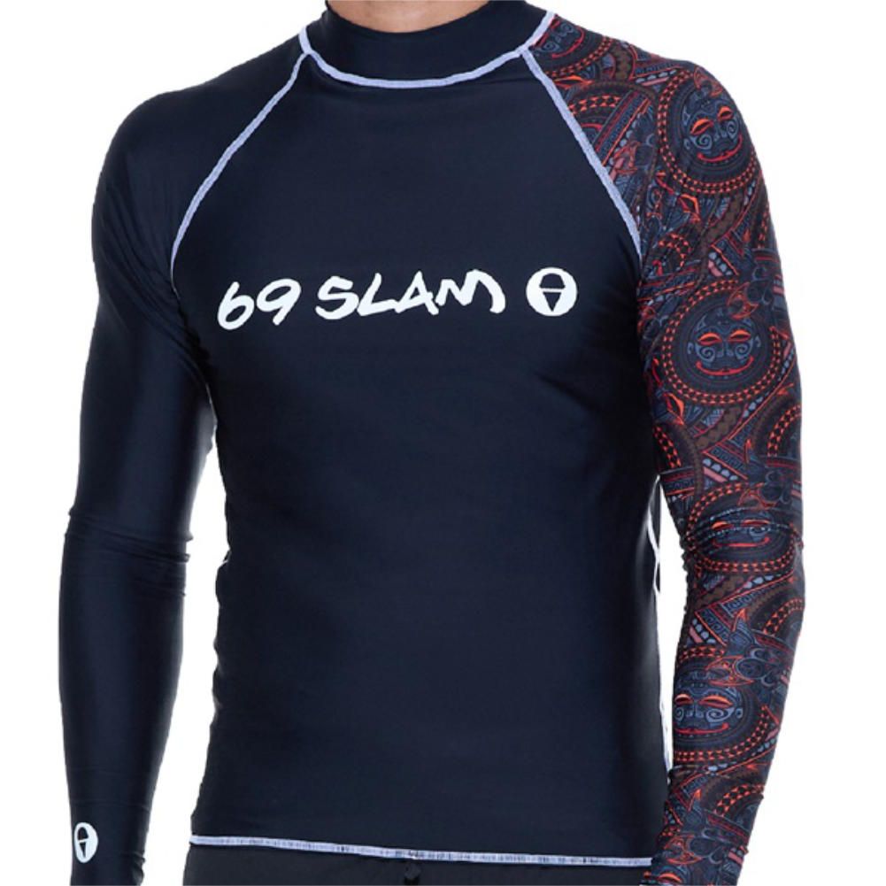 69 slam メンズ ラッシュガード SAMOAN MRLSMO BK ブラック 長袖 メンズウェア 紫外線予防 UVカット