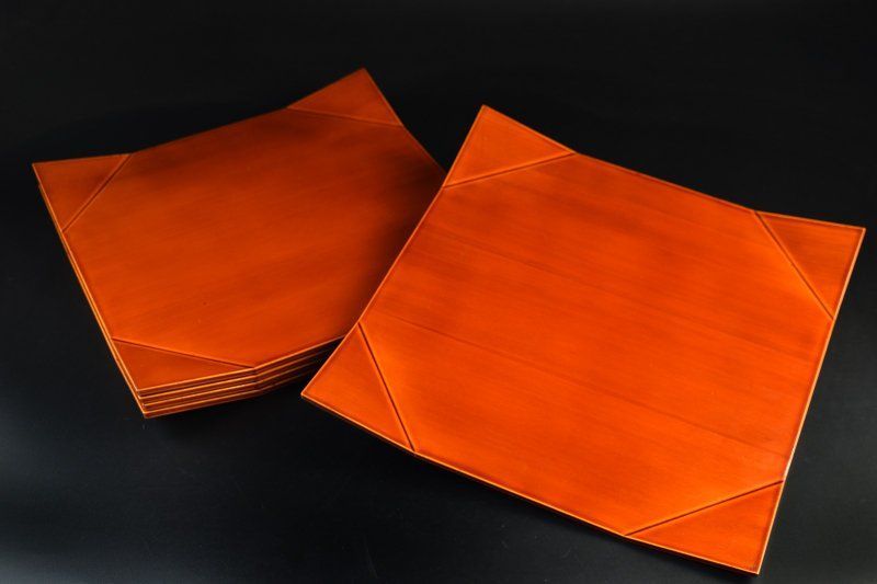 蔵A5138a 飛騨春慶塗 隅折折敷 卓上膳 五枚