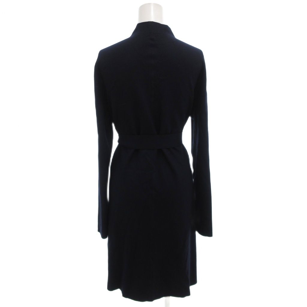 レリアン Leilian ガウンコート ウール 11 紺 ネイビー ベルト付き FF