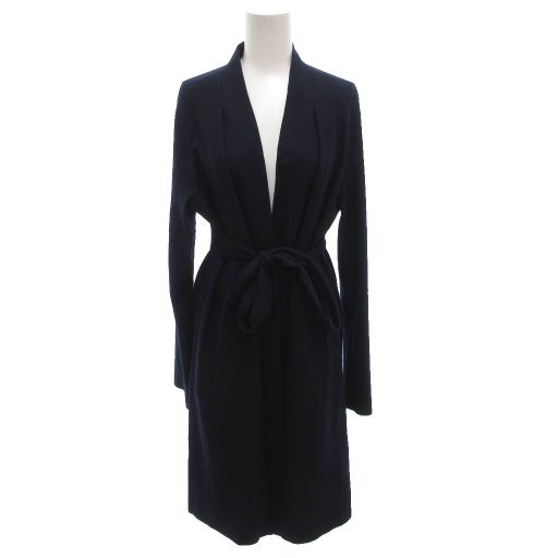 レリアン Leilian ガウンコート ウール 11 紺 ネイビー ベルト付き |FF