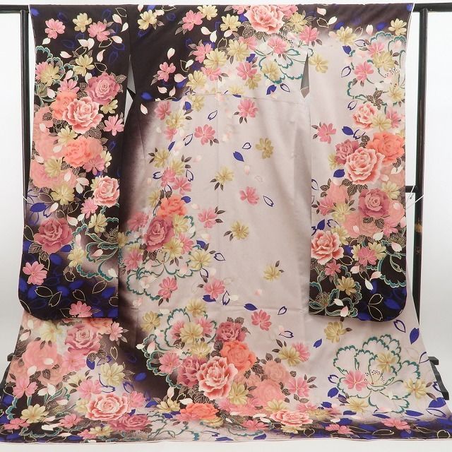 ❁tomihisa❁新品 京友禅 お仕立て上がり品 薔薇 着物 正絹 成人式