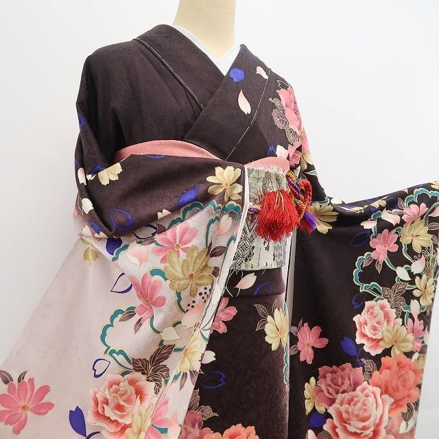 ❁tomihisa❁新品 京友禅 お仕立て上がり品 薔薇 着物 正絹 成人式