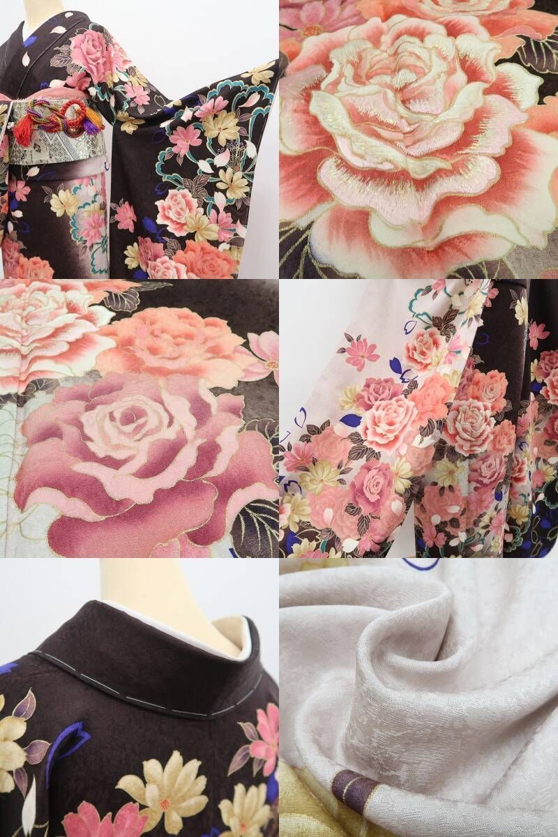 新品 京友禅 お仕立て上がり品 薔薇 着物 正絹 成人式 トール 振袖 6885 ❁tomihisa❁新品 京友禅 お仕立て上がり品 薔薇 着物 正絹 成人式