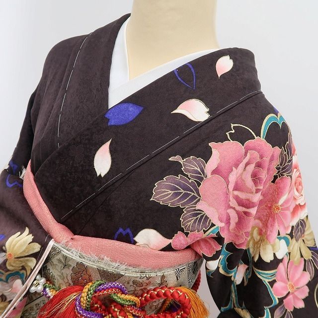 ❁tomihisa❁新品 京友禅 お仕立て上がり品 薔薇 着物 正絹 成人式