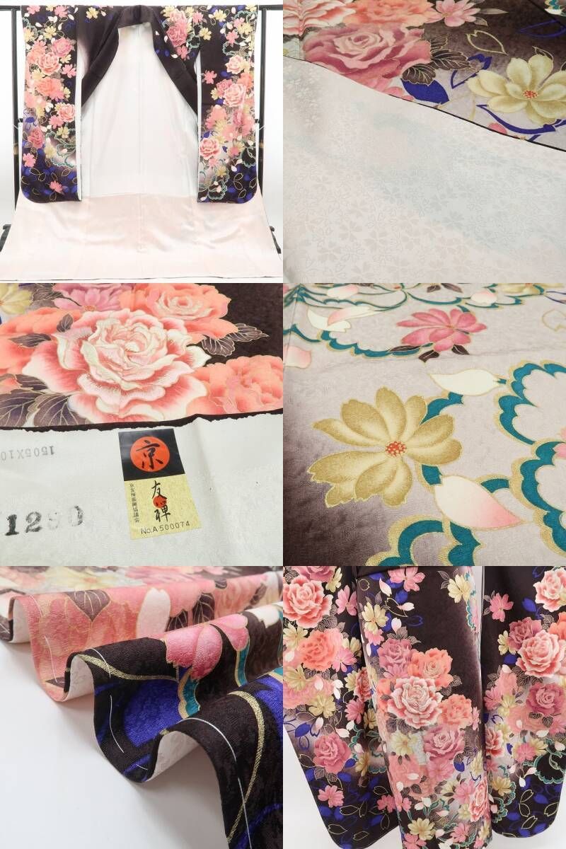 ❁tomihisa❁新品 京友禅 お仕立て上がり品 薔薇 着物 正絹 成人式