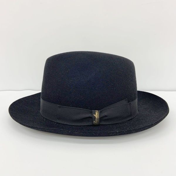 Borsalino ボルサリーノ 中折れ ハット 帽子 ボウシ フェルトハット ウール 上質 イタリア製 メンズ サイズ58 ブラック 服飾 DF 17060