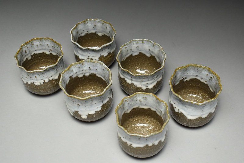 蔵A5014a 白萩 嘉祥 造 向付 小鉢 六客 共箱