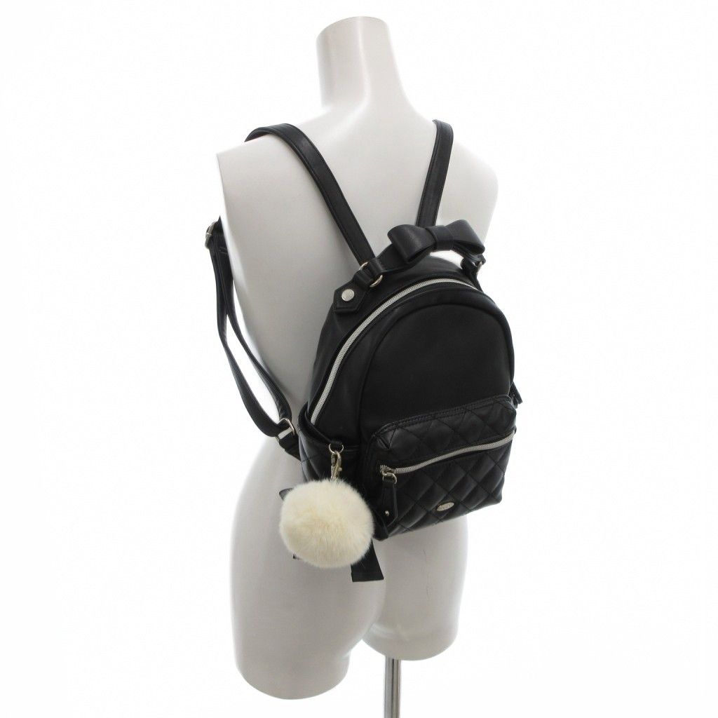  メゾピアノ mezzo piano リュックサック バックパック 黒 ブラック キルティング ファーチャーム FF バッグ キッズファッション小物