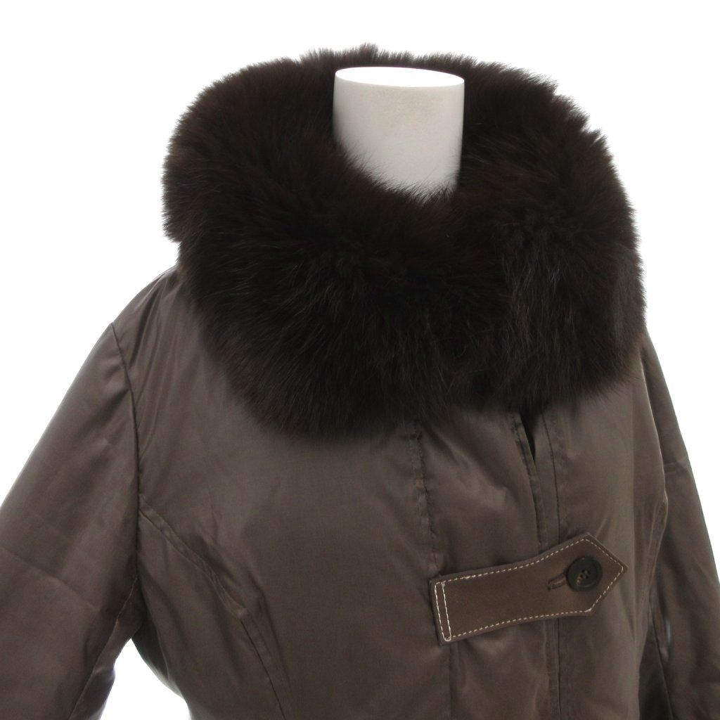 wb ダウンコート フォックスファー ひざ丈 40 茶 ブラウン FF GY35 WWW_NOITHATQUANGTHANH_NET