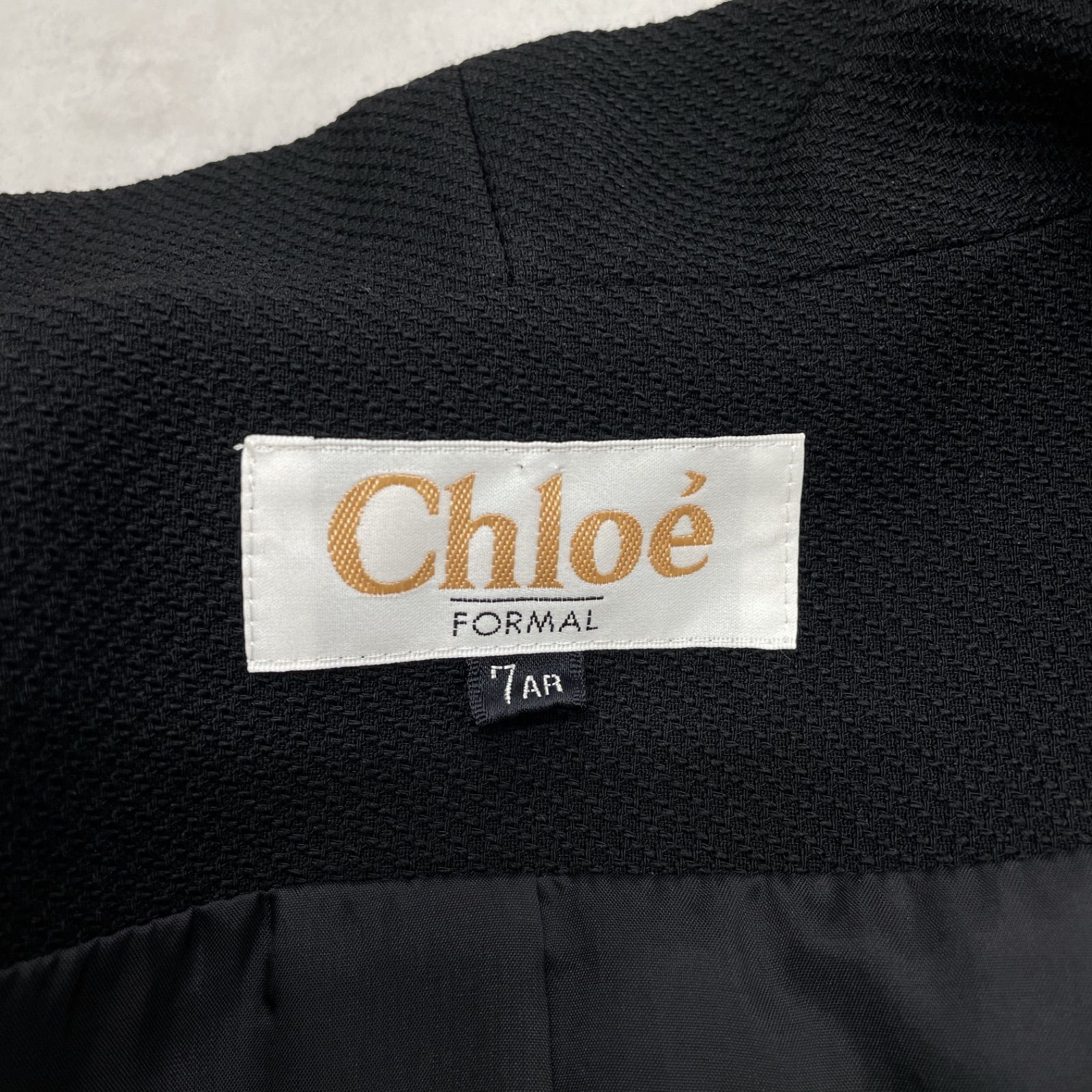 温もりのある Chloe クロエ セレモニースーツ フォーマル セットアップ フリル 半袖ワンピース ポリエステル ブラック 日本製 レディース 7号