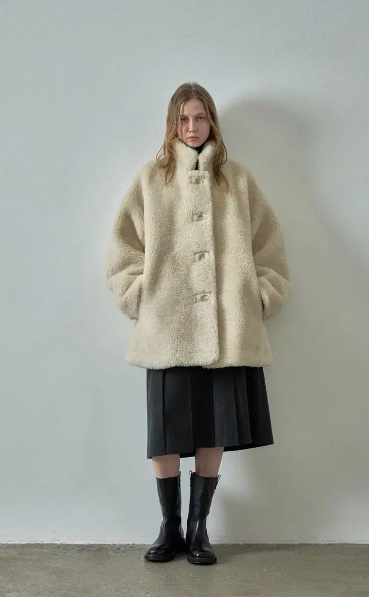 ファサードパターン ラムウール ファー ジャケット M