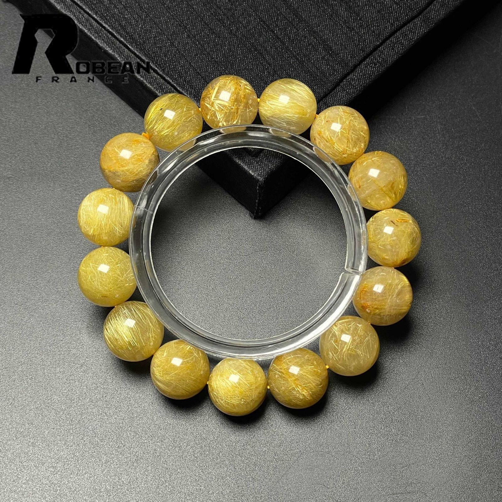 EU製 定価30万円 ROBEAN ! 満針ルチルクォーツ ブレスレット パワーストーン 天然石 金運 お守り プレゼント 13.7-14.1mm M1025843