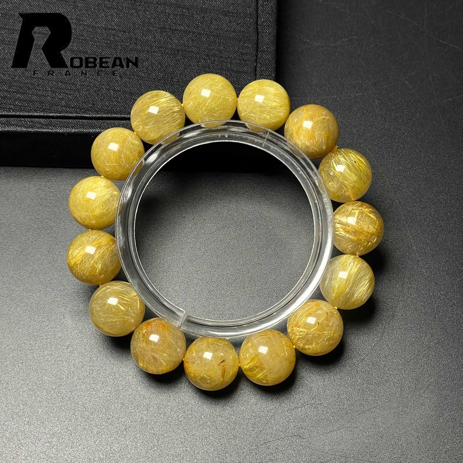 EU製 定価30万円 ROBEAN ! 満針ルチルクォーツ ブレスレット パワーストーン 天然石 金運 お守り プレゼント 13.7-14.1mm M1025843