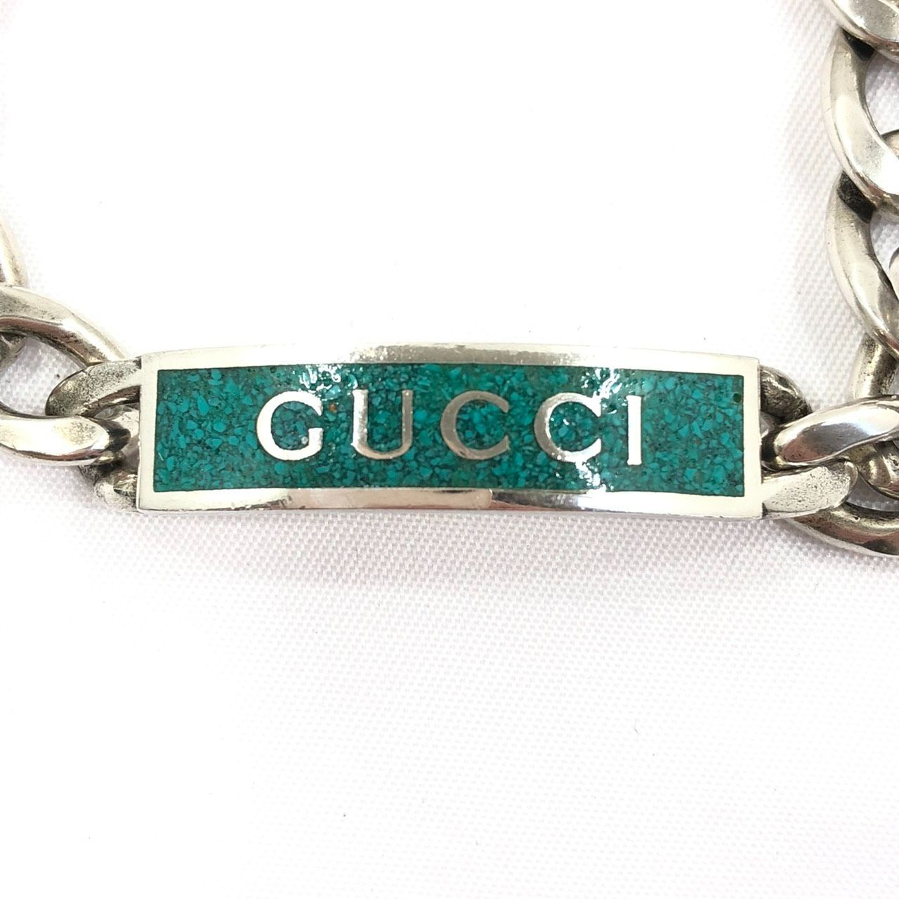 美品!!付属品完備!!】GUCCI グッチ エナメル ターコイズ チェーン 
