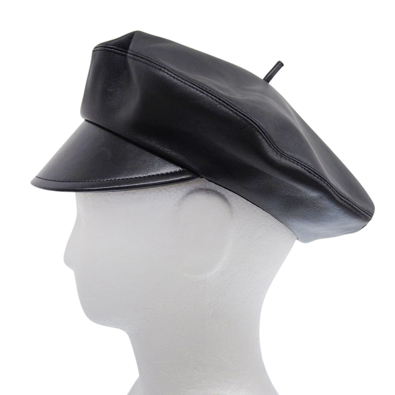 ▲Christian Dior クリスチャンディオール 05DPA918G700 ラムレザー 裏地シルク100% キャスケット ブラック 58 フランス製 レディース