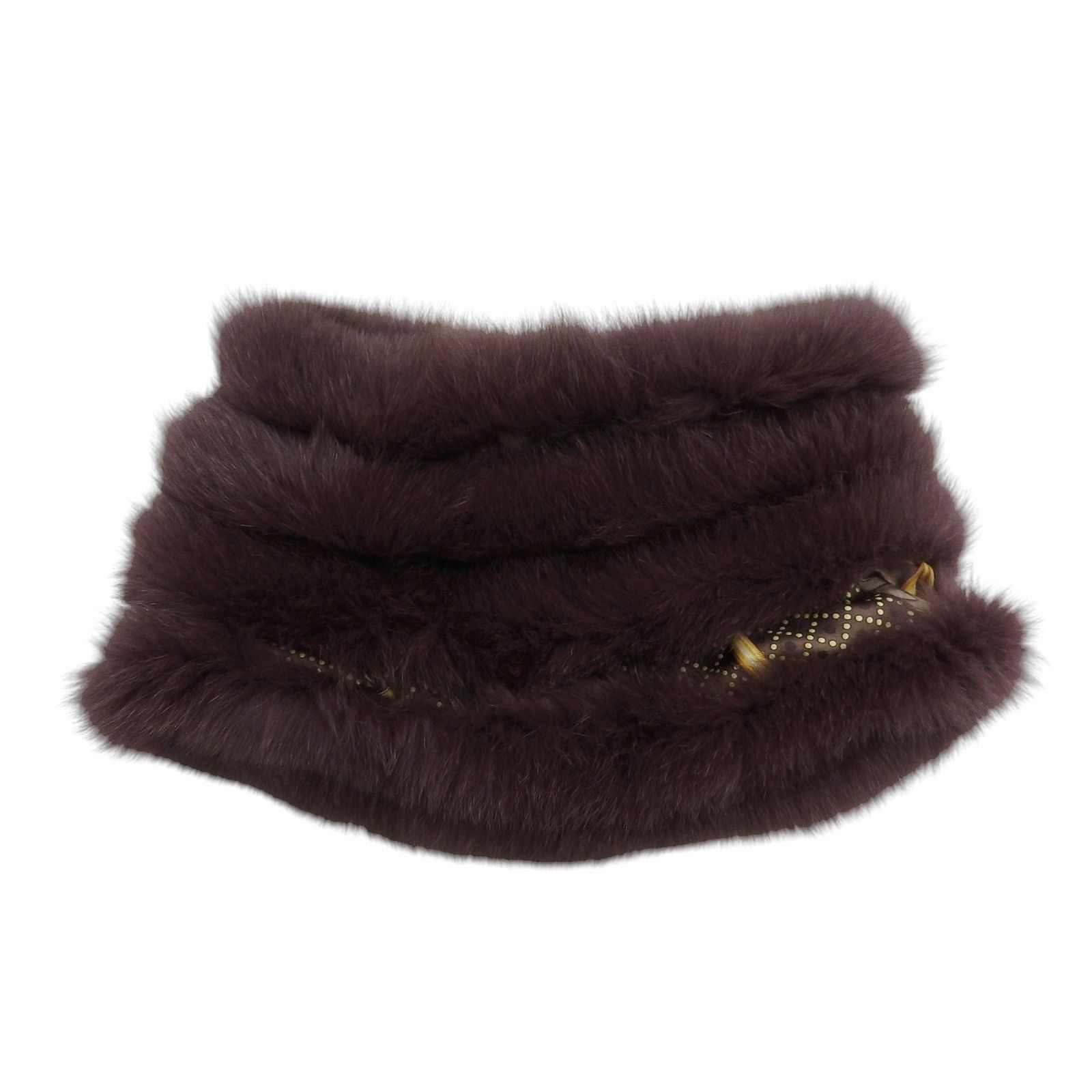 ▲GUCCI グッチ フォックス FOX シルク使い スカーフ柄 ネックウォーマー スヌード パープル系 イタリア製 レディース